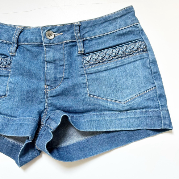Bullhead Blue Denim Shorts Size 3 Stretch Spring Summer - Picture 2 of 11